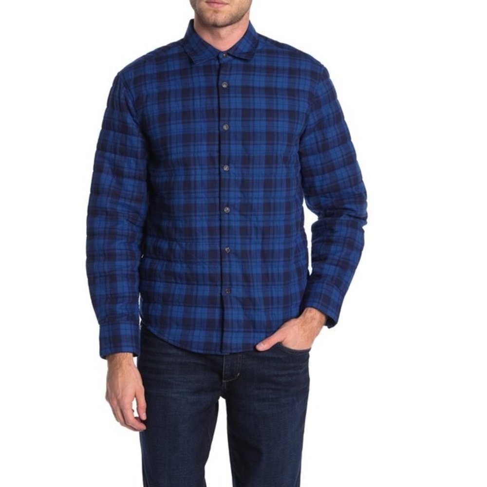 🎁 Thomas Dean Blue Plaid Lined Shirt Jacket
